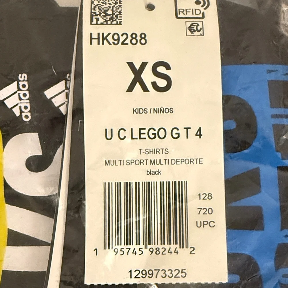 Adidas Black Tee with Yellow and Blue Graphic bricks and kicks